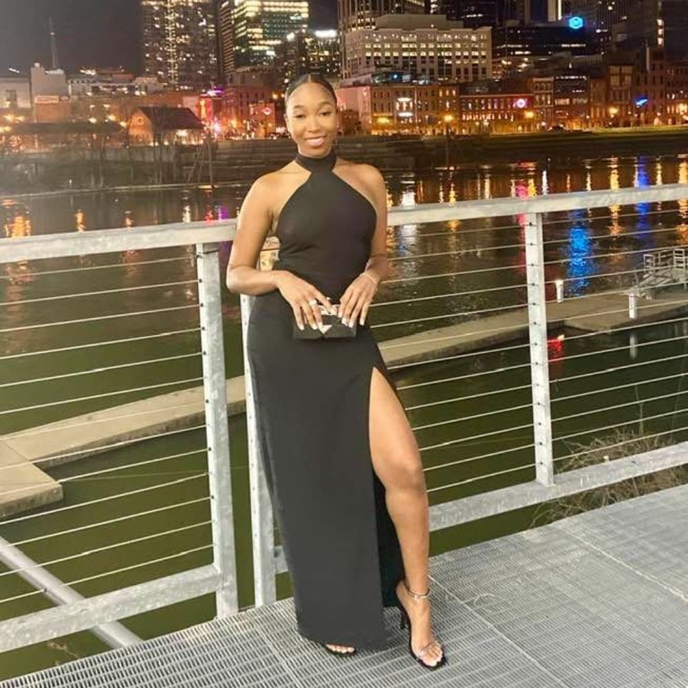 Black halter dress